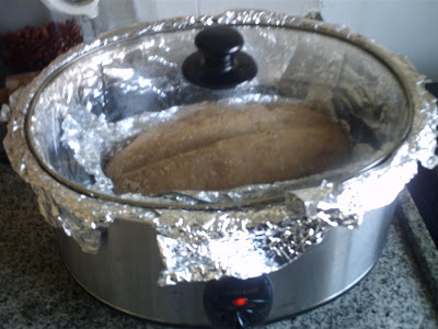 line crock pot with aluminum foil