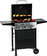MASTER COOK 3 Burner BBQ Propane Gas Grill, Stainless Steel 30,000 BTU Patio Garden Barbecue Grill with Two Foldable Shelves