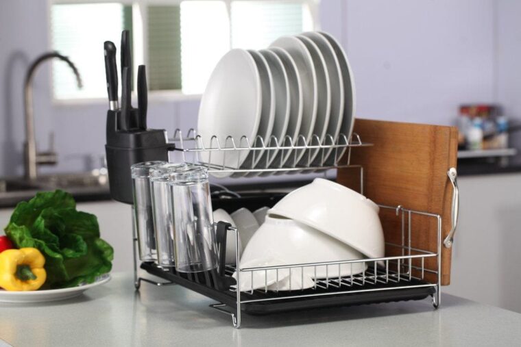 A picture containing indoor, table, kitchen, rack Description automatically generated