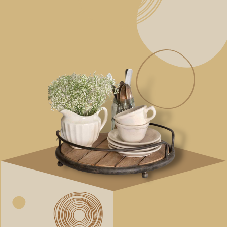 Round Wood plank serving tray